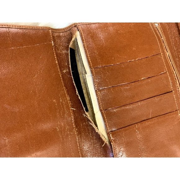 Vintage Givenchy Tan Leather Wallet Tri-fold Bag Clutch - Picture 12 of 14